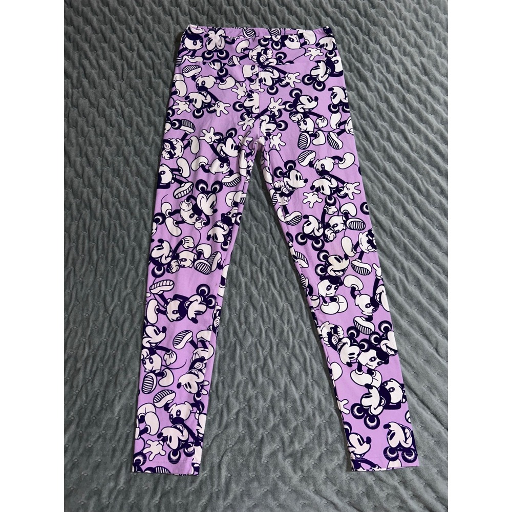 LuLaRoe Disney Mickey Mouse Leggings Purple One Size OS All Over Print Stretch